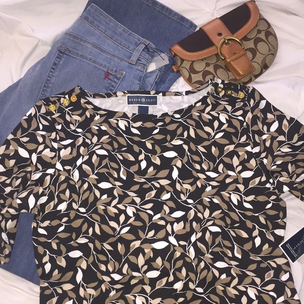 Karen Scott Boatneck Top Sz S NWT